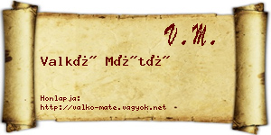 Valkó Máté névjegykártya