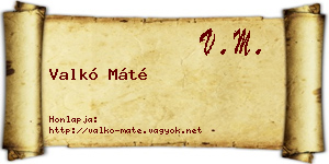Valkó Máté névjegykártya